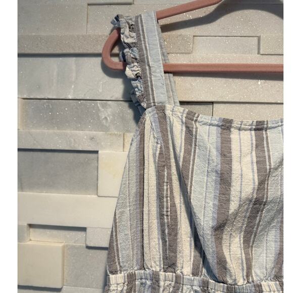 MADISON GREY Cotton Sleeveless Ruffle Open Back Striped Flounce Dress XL - Picture 4 of 5